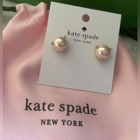NWT! Authentic ♠️ kate spade earrings. Golden rose & blush pearl + Gift wrap! - Picture 15 of 16
